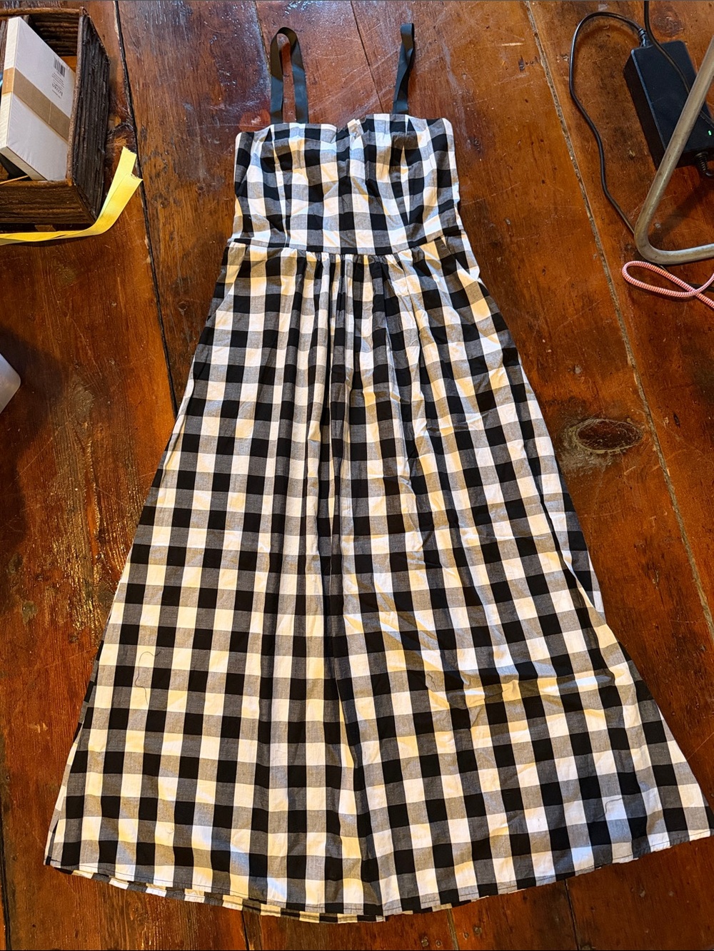 Tuckernuck Black and White Gingham Sundress with Grosgrain Ribbon Ties